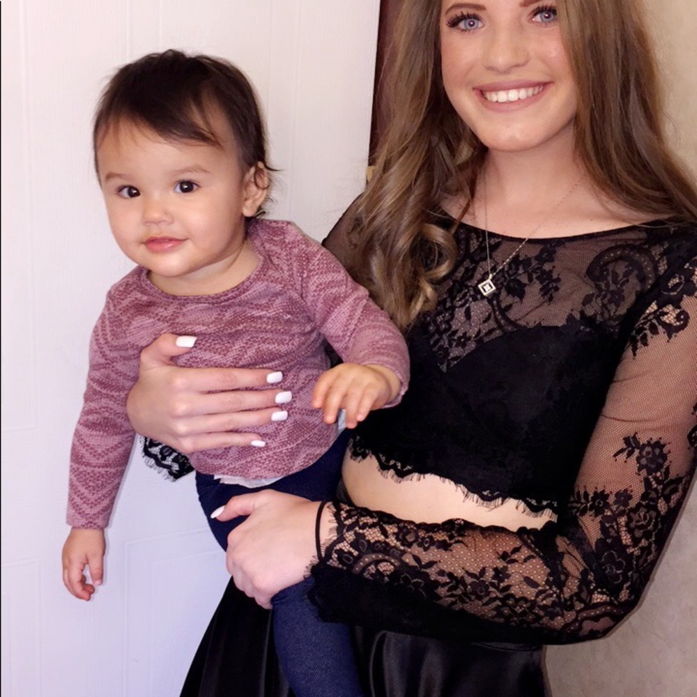 Two piece maxi lace prom dress black - Picture 2 of 2